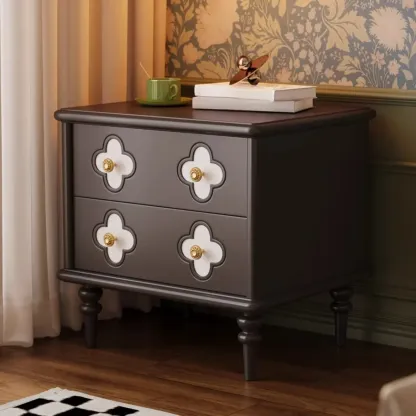 Elegant French Country Wood Nightstand with Drawer Image - 1