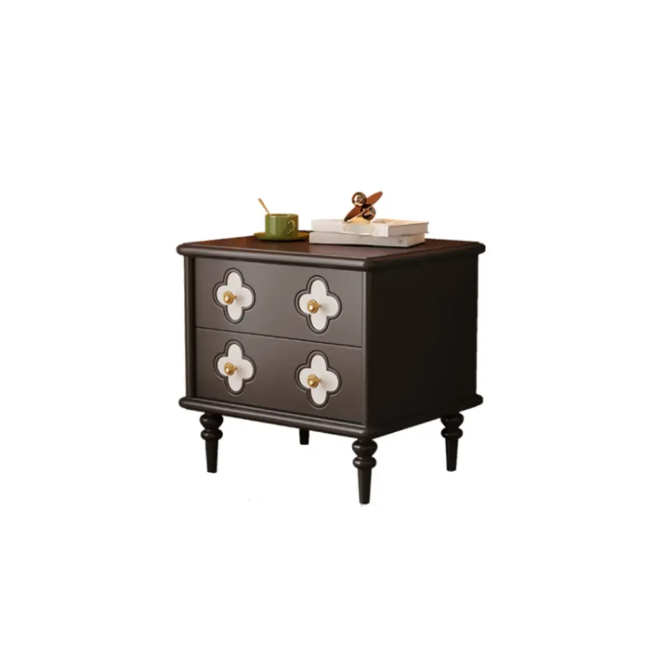 Elegant French Country Wood Nightstand with Drawer Image - 5