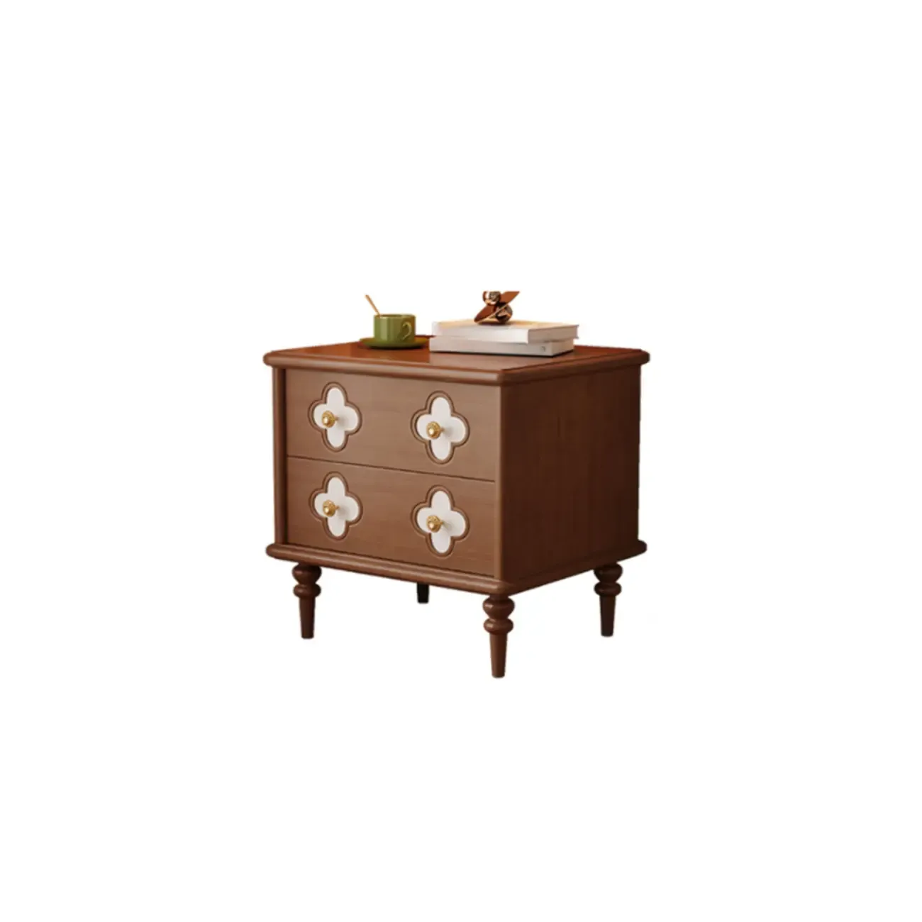 Elegant French Country Wood Nightstand with Drawer Image - 6