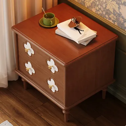 Elegant French Country Wood Nightstand with Drawer Image - 4
