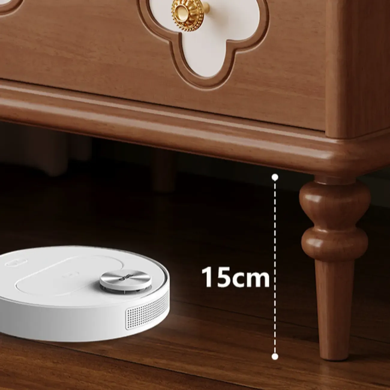 Elegant French Country Wood Nightstand with Drawer Image - 8