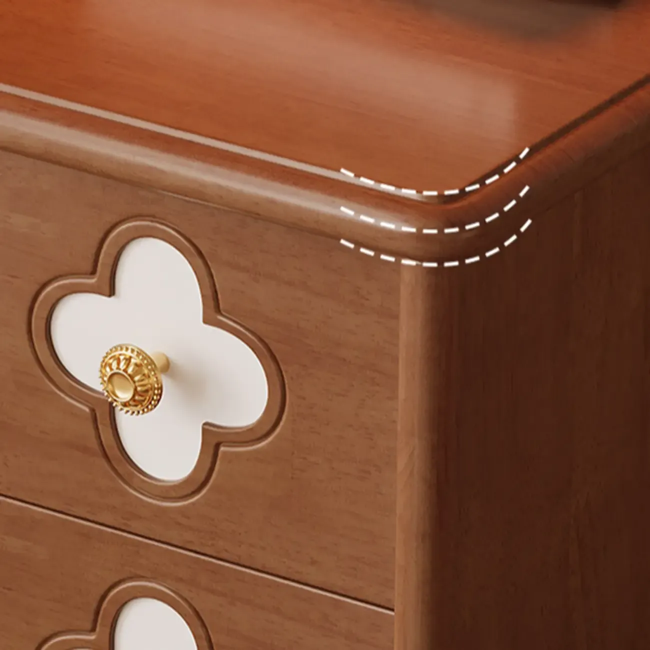 Elegant French Country Wood Nightstand with Drawer Image - 9