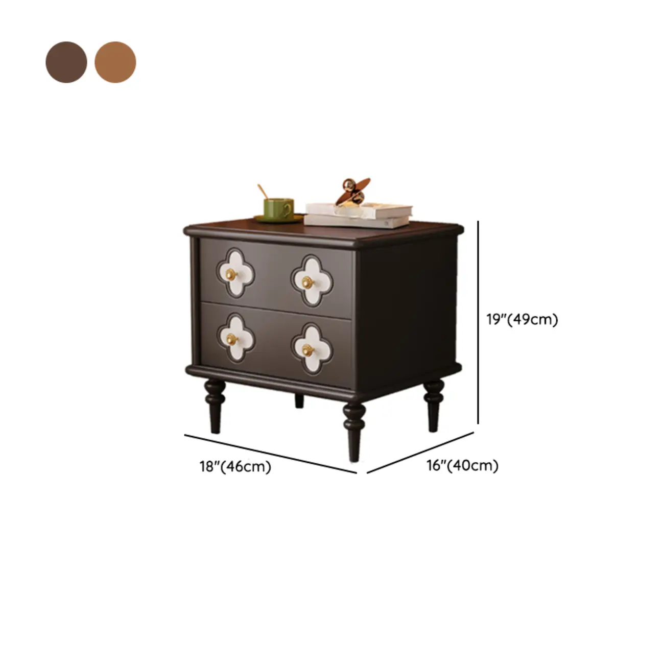 Elegant French Country Wood Nightstand with Drawer #size | homeyfad