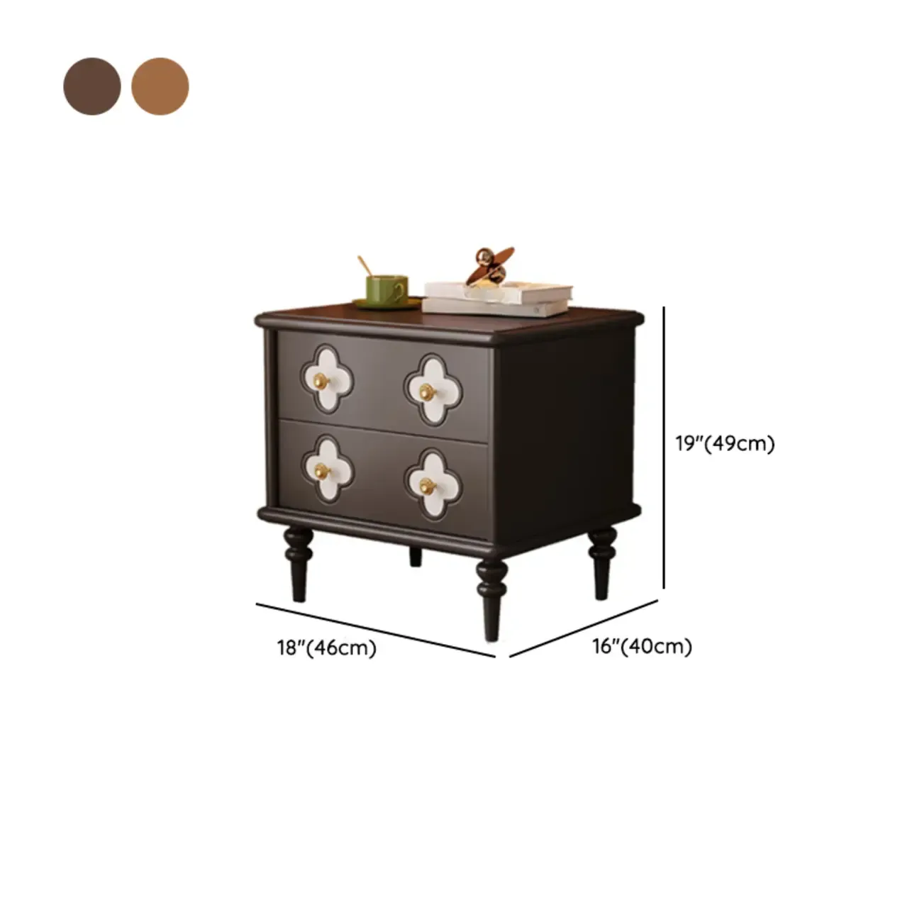 Elegant French Country Wood Nightstand with Drawer #size