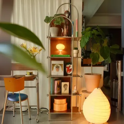 Minimalist Stainless Steel 5-shelf Vertical Display Bookcase Image - 2