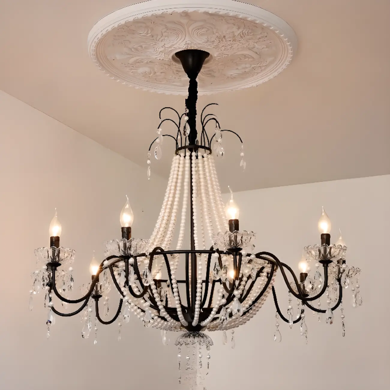 Elegant Classic Crystal Beads Chain Candelabra Chandelier Image - 5 | homeyfad