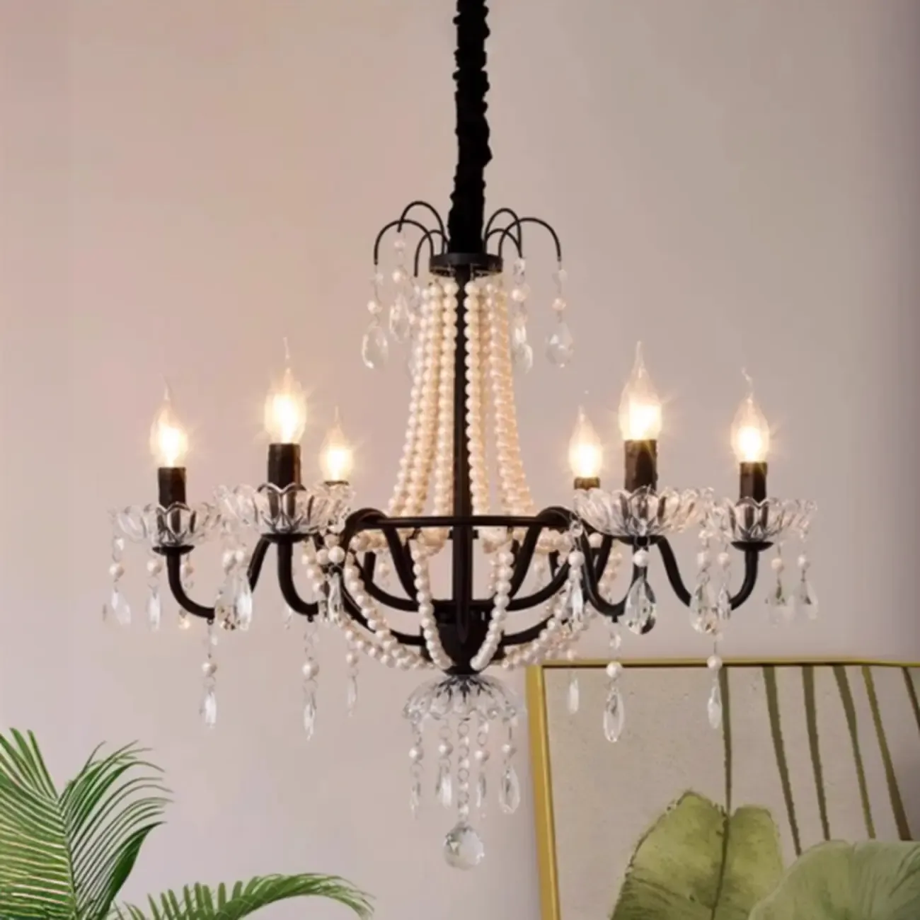 Elegant Classic Crystal Beads Chain Candelabra Chandelier Image - 6