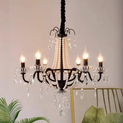 Elegant Classic Crystal Beads Chain Candelabra Chandelier Image - 6