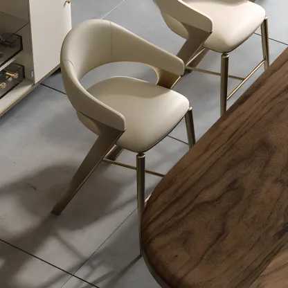 Glam Stainless Leather Upholstered Counter Height Bar Stools Image - 4