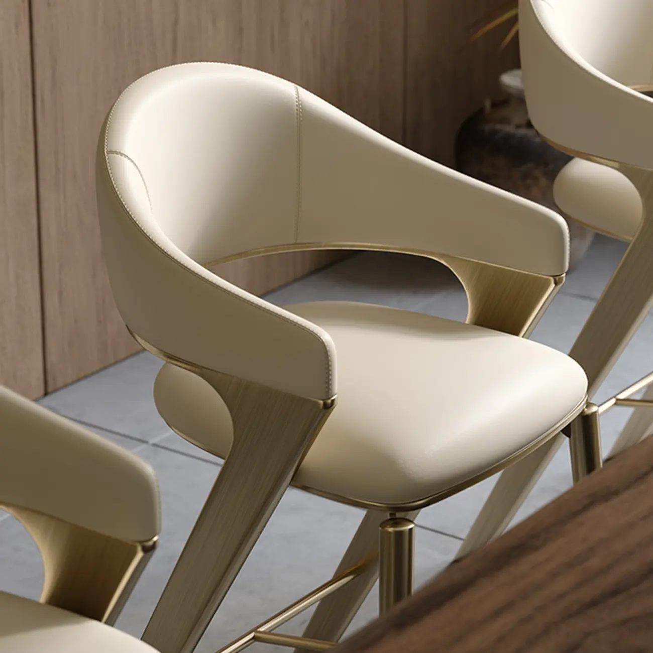 Glam Stainless Leather Upholstered Counter Height Bar Stools Image - 3 | homeyfad