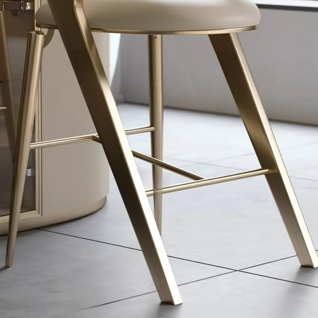 Glam Stainless Leather Upholstered Counter Height Bar Stools Image - 5