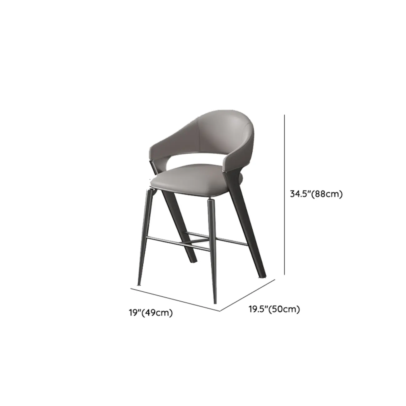 Glam Stainless Leather Upholstered Counter Height Bar Stools #size | homeyfad