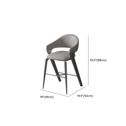 Glam Stainless Leather Upholstered Counter Height Bar Stools #size