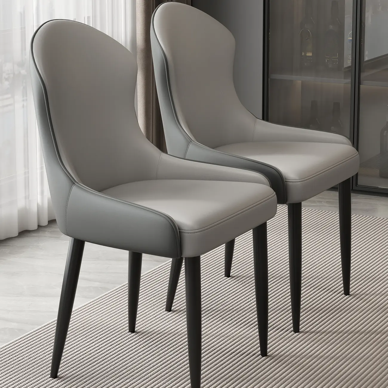 Contemporary Upholstered Parsons Faux Leather Dining Chairs Image - 1 | homeyfad