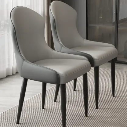 Contemporary Upholstered Parsons Faux Leather Dining Chairs Image - 1