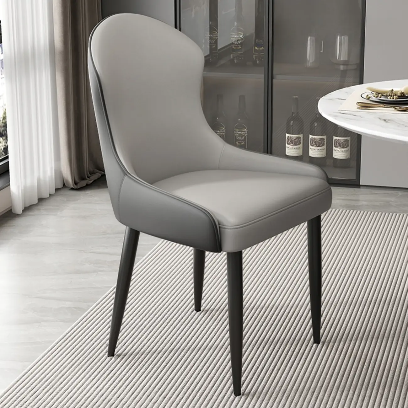 Contemporary Upholstered Parsons Faux Leather Dining Chairs Image - 2 | homeyfad