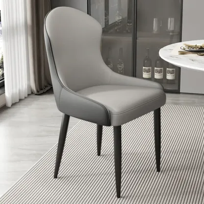 Contemporary Upholstered Parsons Faux Leather Dining Chairs Image - 2