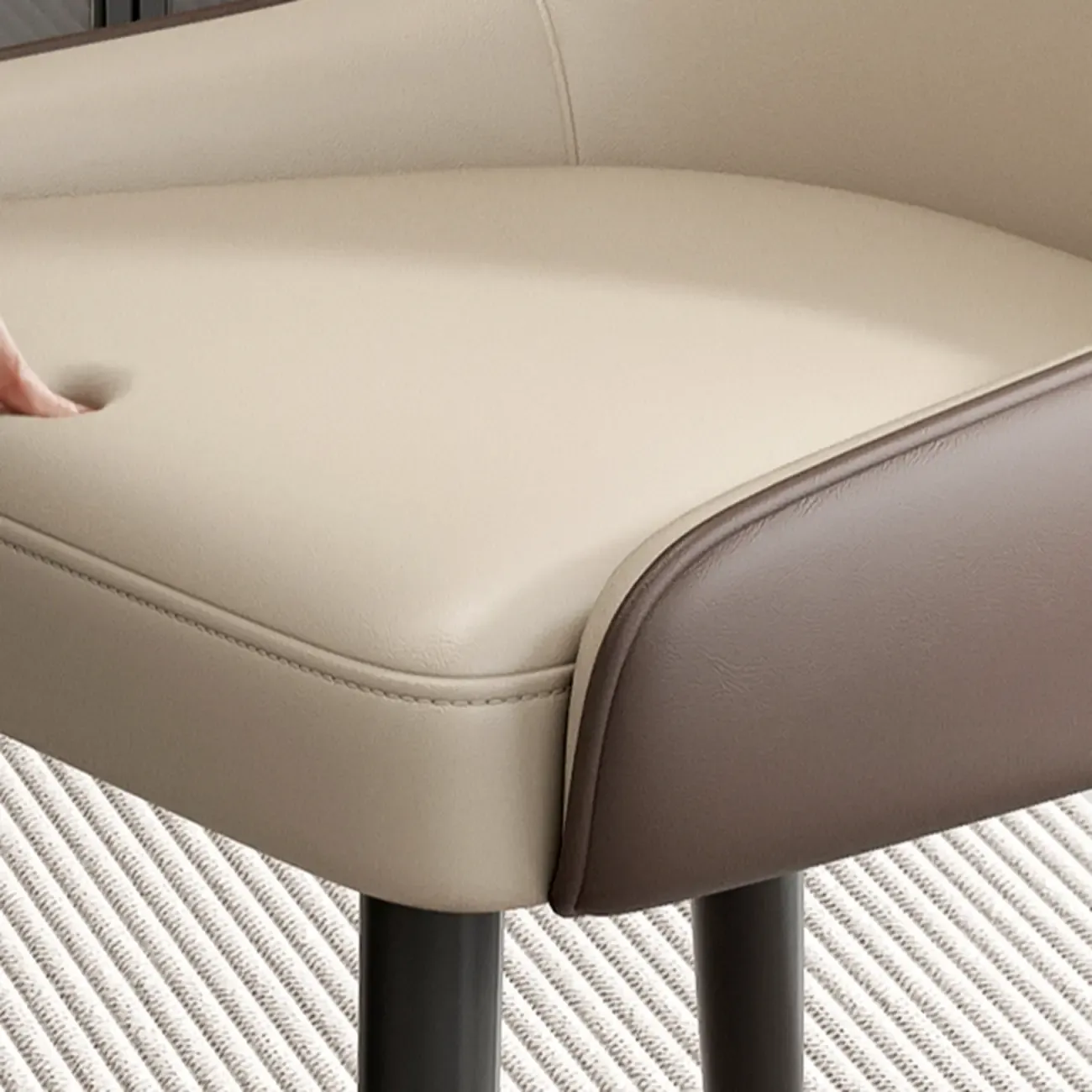 Contemporary Upholstered Parsons Faux Leather Dining Chairs Image - 5