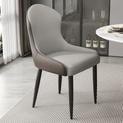 Contemporary Upholstered Parsons Faux Leather Dining Chairs Image - 6
