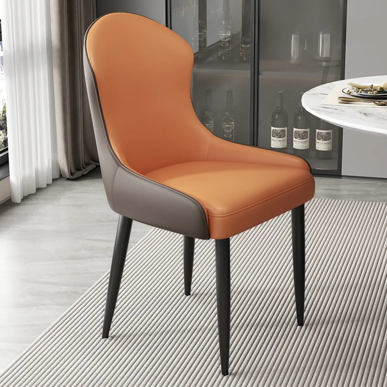 Contemporary Upholstered Parsons Faux Leather Dining Chairs Image - 8 | homeyfad