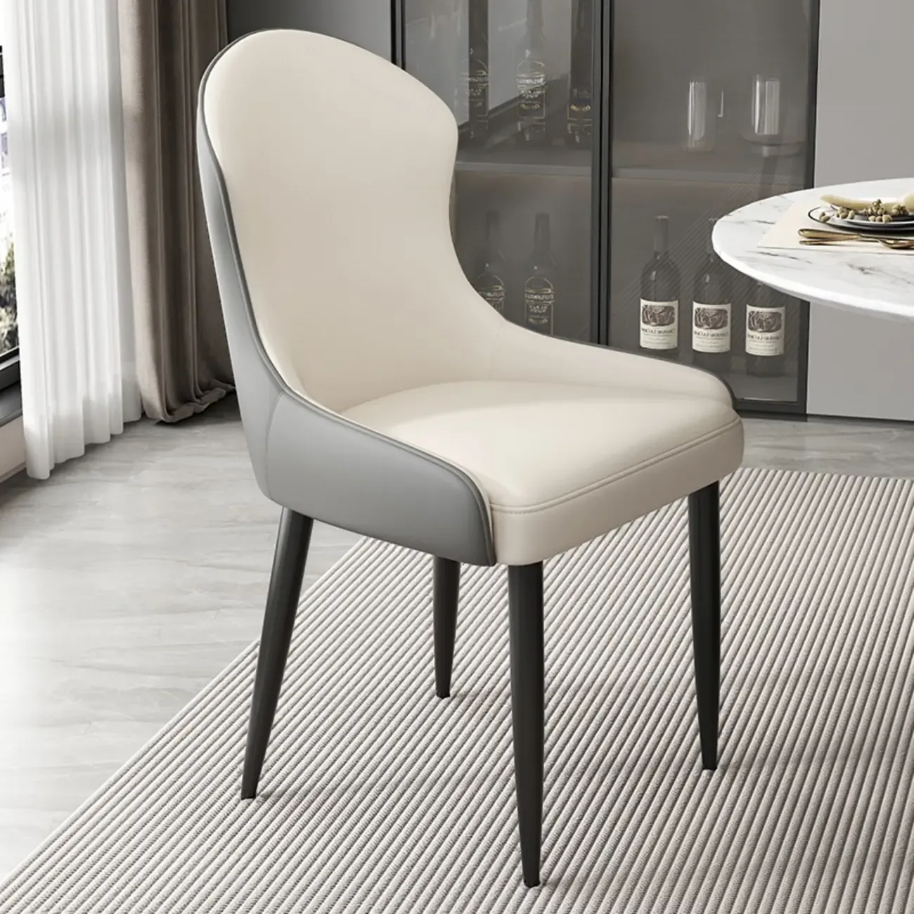 Contemporary Upholstered Parsons Faux Leather Dining Chairs Image - 11