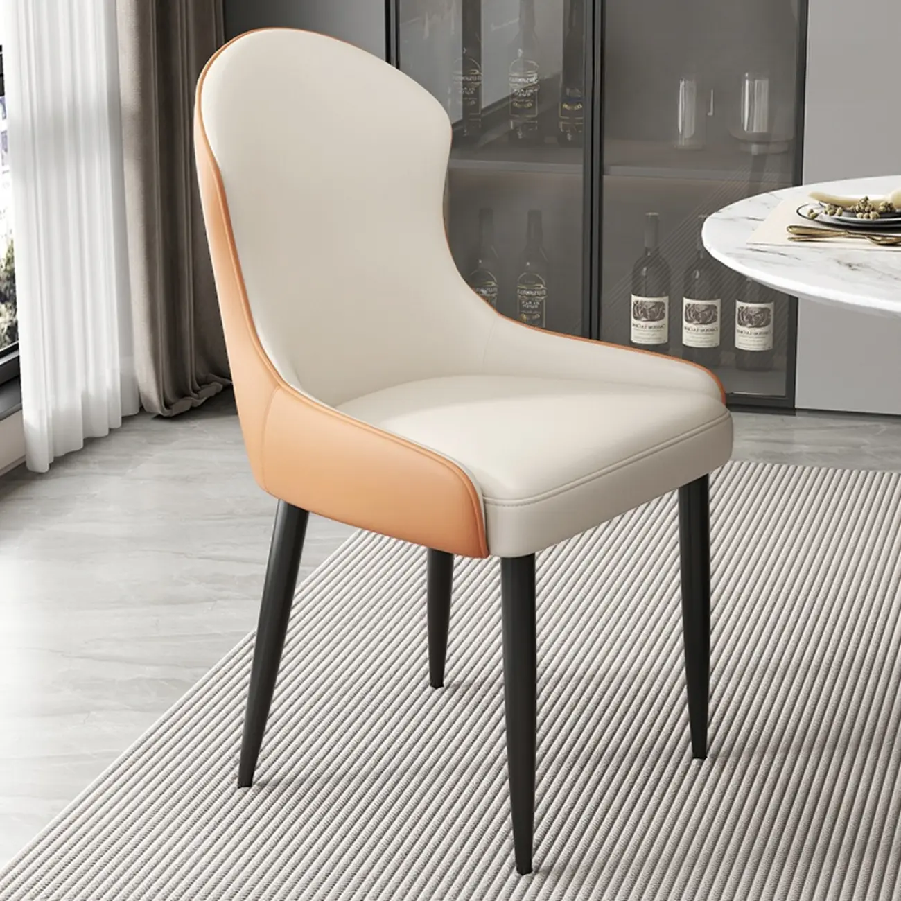 Contemporary Upholstered Parsons Faux Leather Dining Chairs Image - 12 | homeyfad