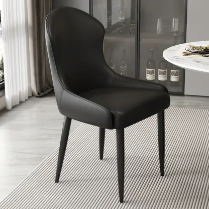 Contemporary Upholstered Parsons Faux Leather Dining Chairs Image - 14