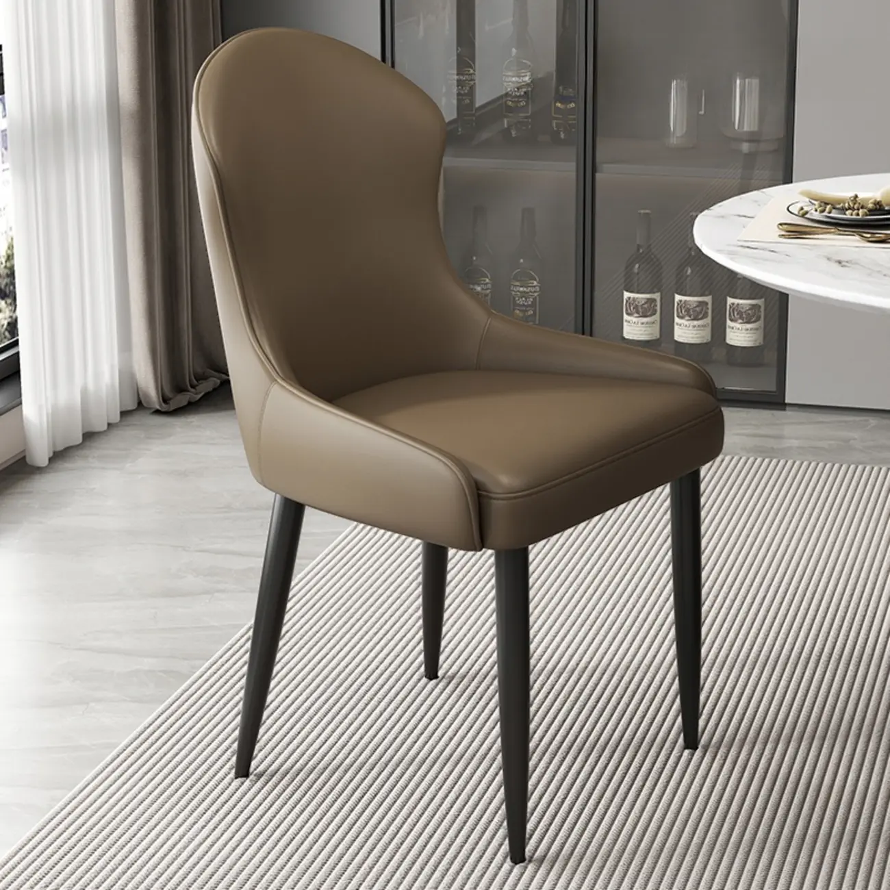Contemporary Upholstered Parsons Faux Leather Dining Chairs Image - 16 | homeyfad