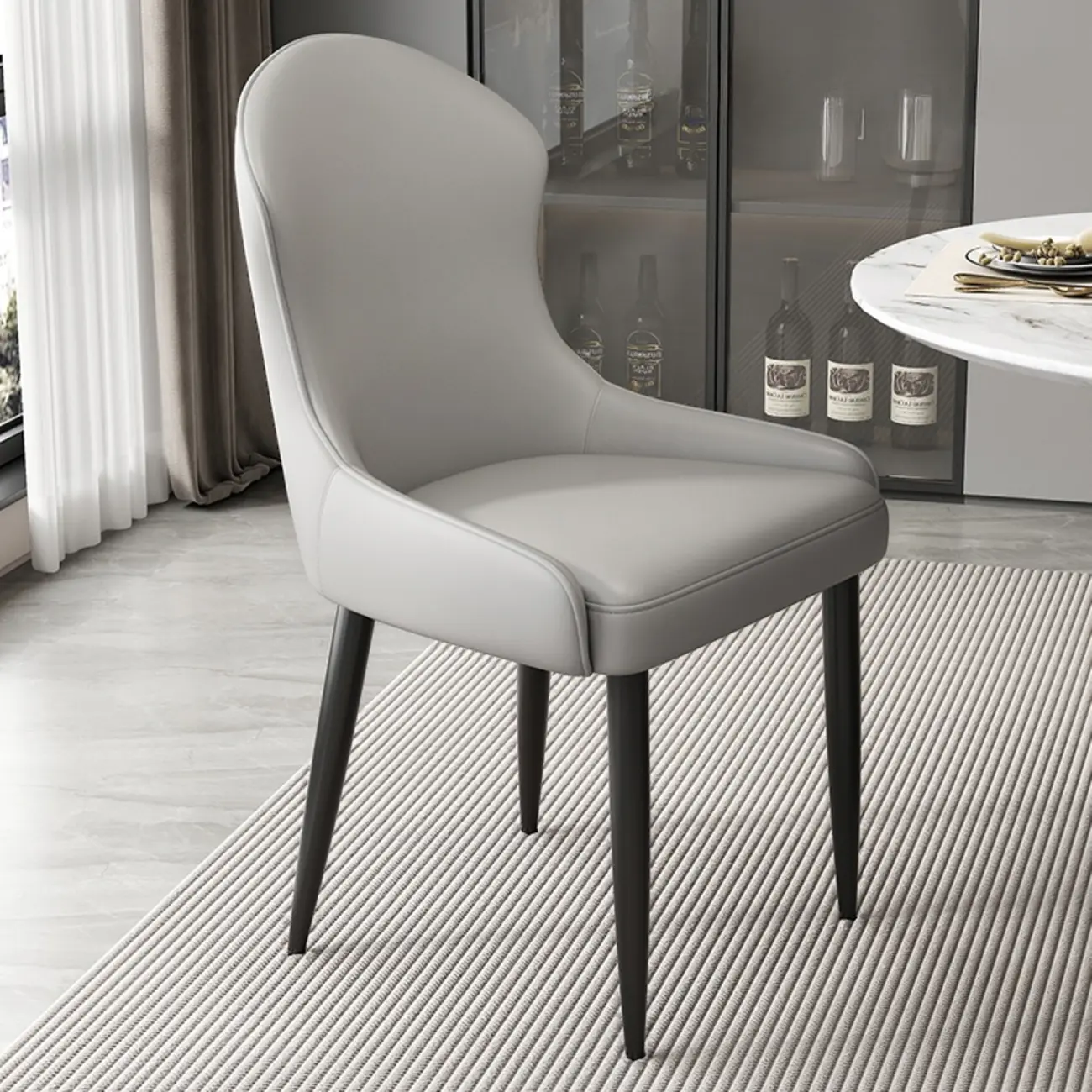 Contemporary Upholstered Parsons Faux Leather Dining Chairs Image - 18 | homeyfad