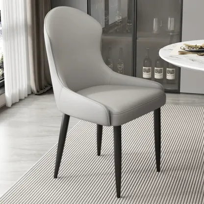 Contemporary Upholstered Parsons Faux Leather Dining Chairs Image - 18