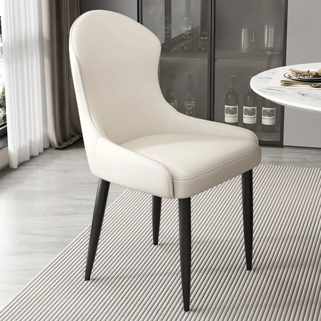 Contemporary Upholstered Parsons Faux Leather Dining Chairs Image - 19 | homeyfad