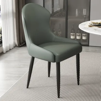 Contemporary Upholstered Parsons Faux Leather Dining Chairs Image - 20