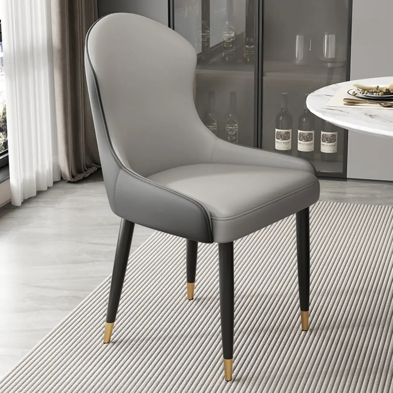 Contemporary Upholstered Parsons Faux Leather Dining Chairs Image - 21