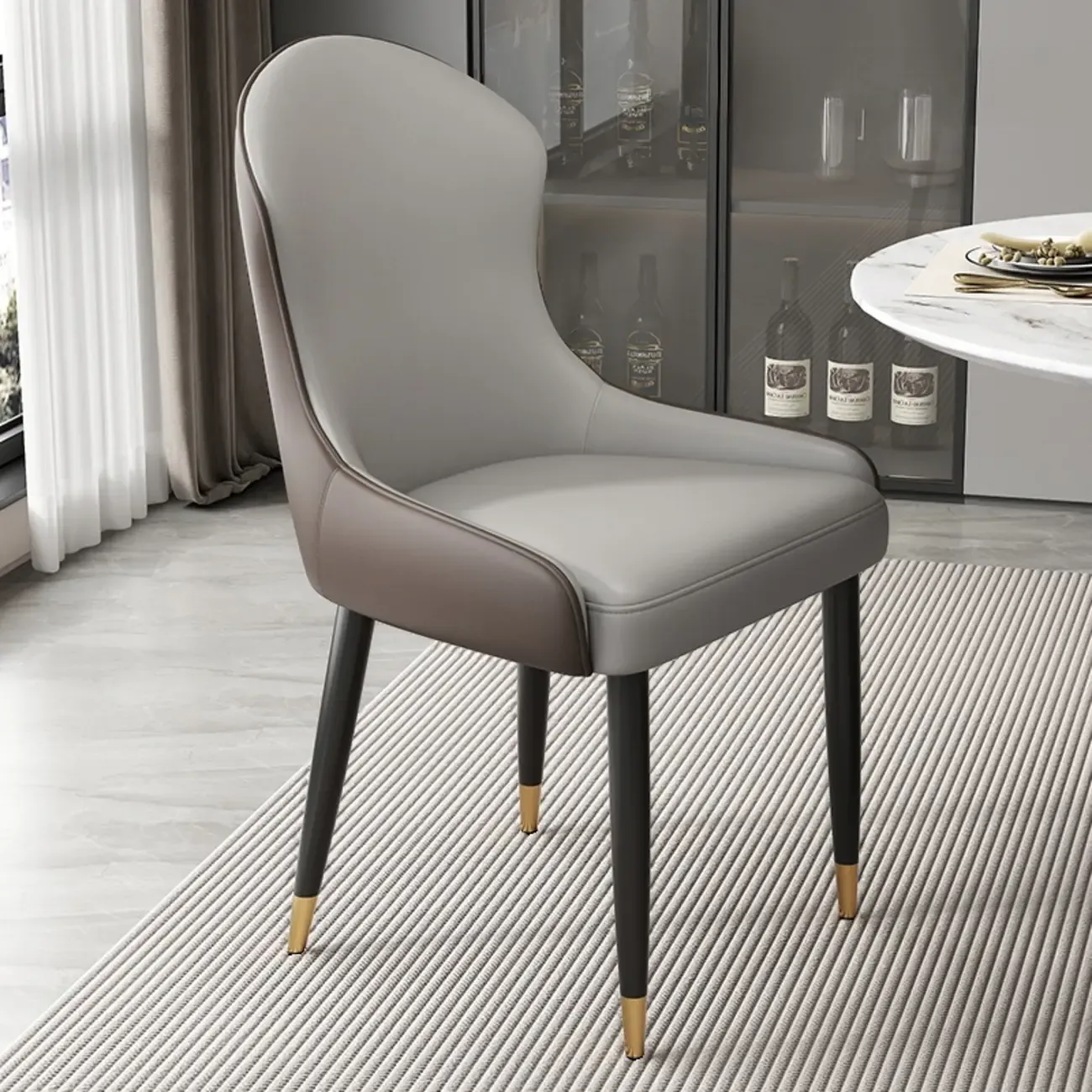 Contemporary Upholstered Parsons Faux Leather Dining Chairs Image - 23