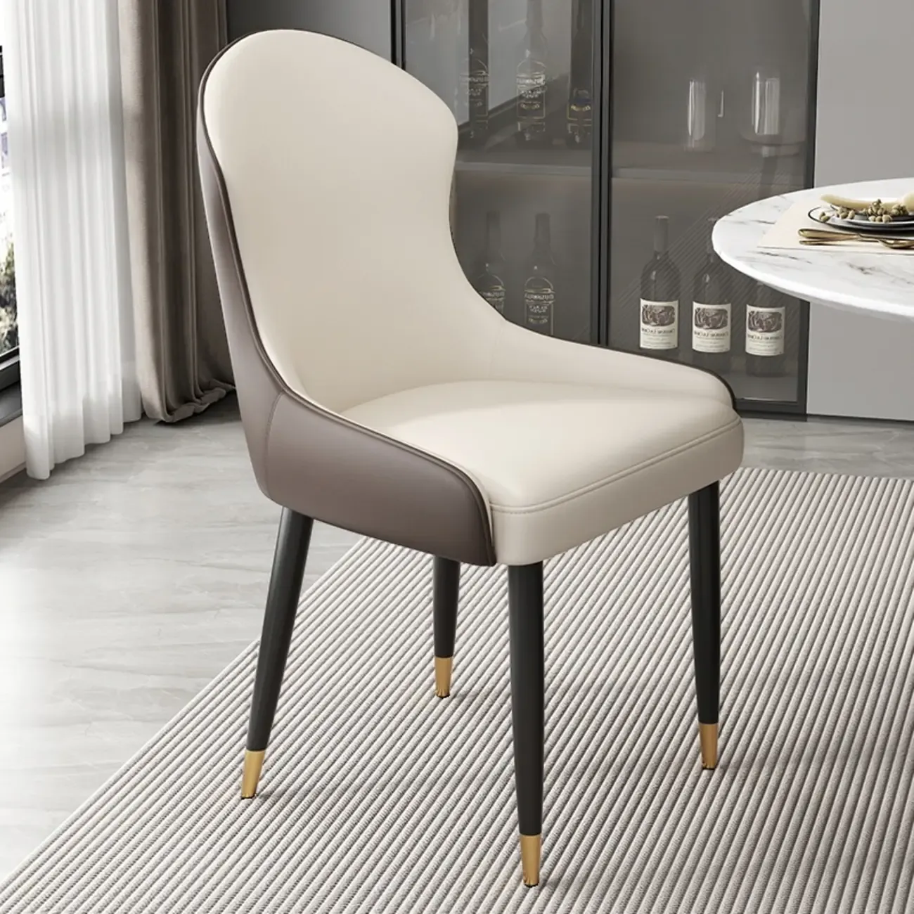 Contemporary Upholstered Parsons Faux Leather Dining Chairs Image - 25