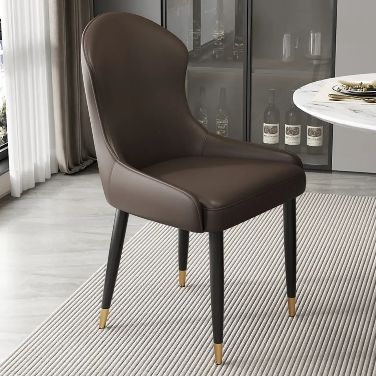 Contemporary Upholstered Parsons Faux Leather Dining Chairs Image - 28