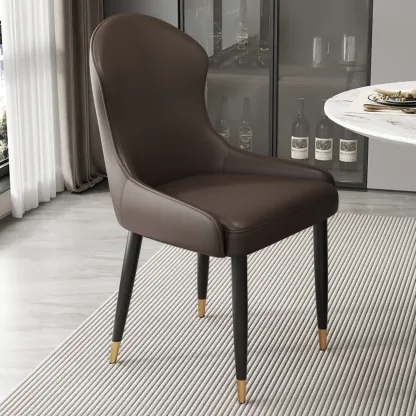 Contemporary Upholstered Parsons Faux Leather Dining Chairs Image - 28