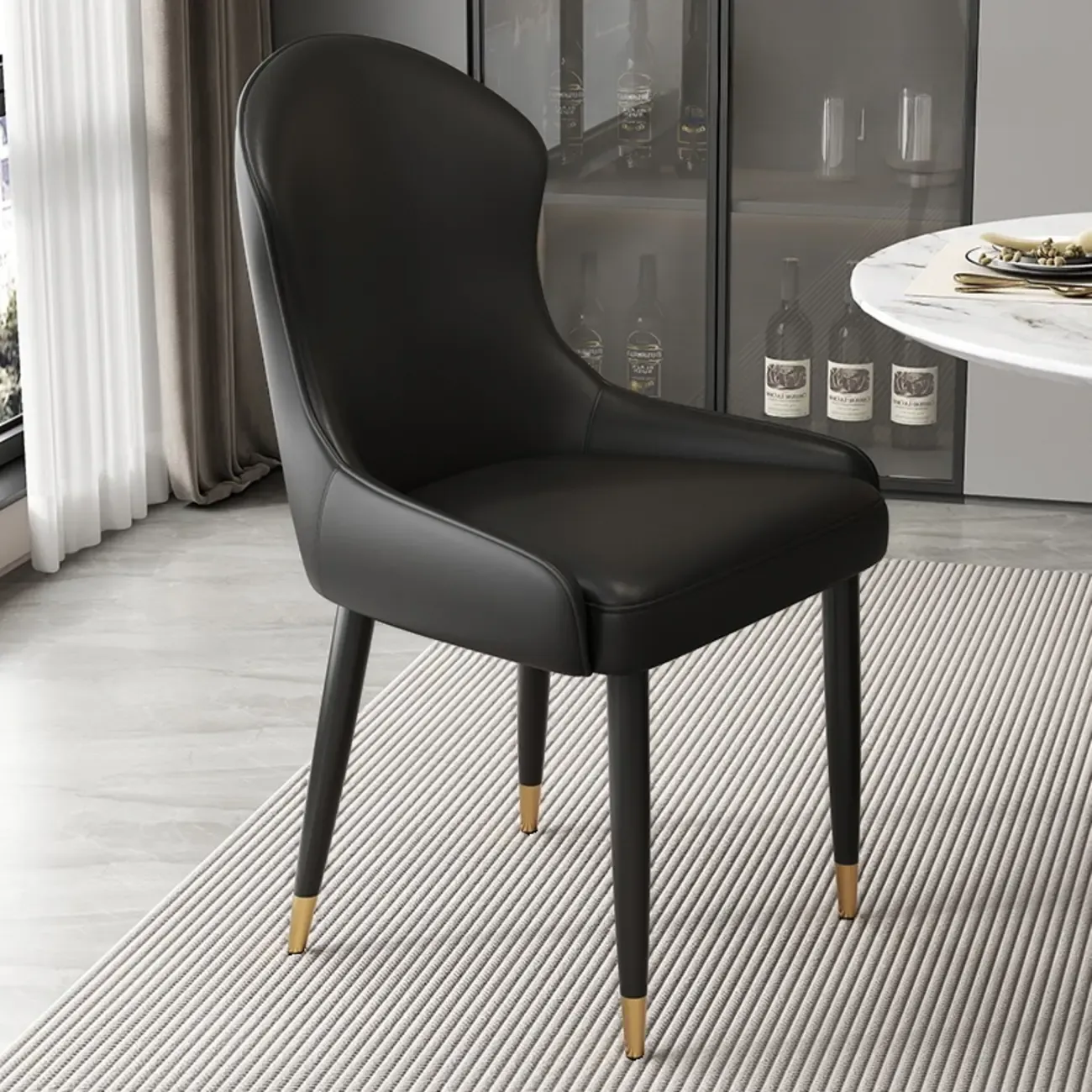 Contemporary Upholstered Parsons Faux Leather Dining Chairs Image - 29