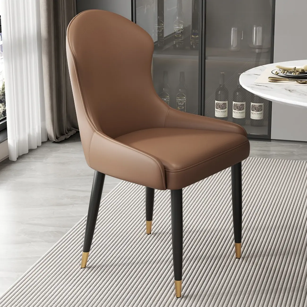 Contemporary Upholstered Parsons Faux Leather Dining Chairs Image - 30 | homeyfad