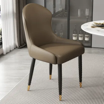 Contemporary Upholstered Parsons Faux Leather Dining Chairs Image - 31