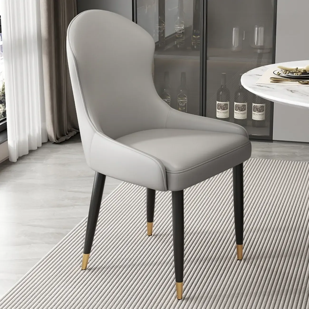 Contemporary Upholstered Parsons Faux Leather Dining Chairs Image - 33