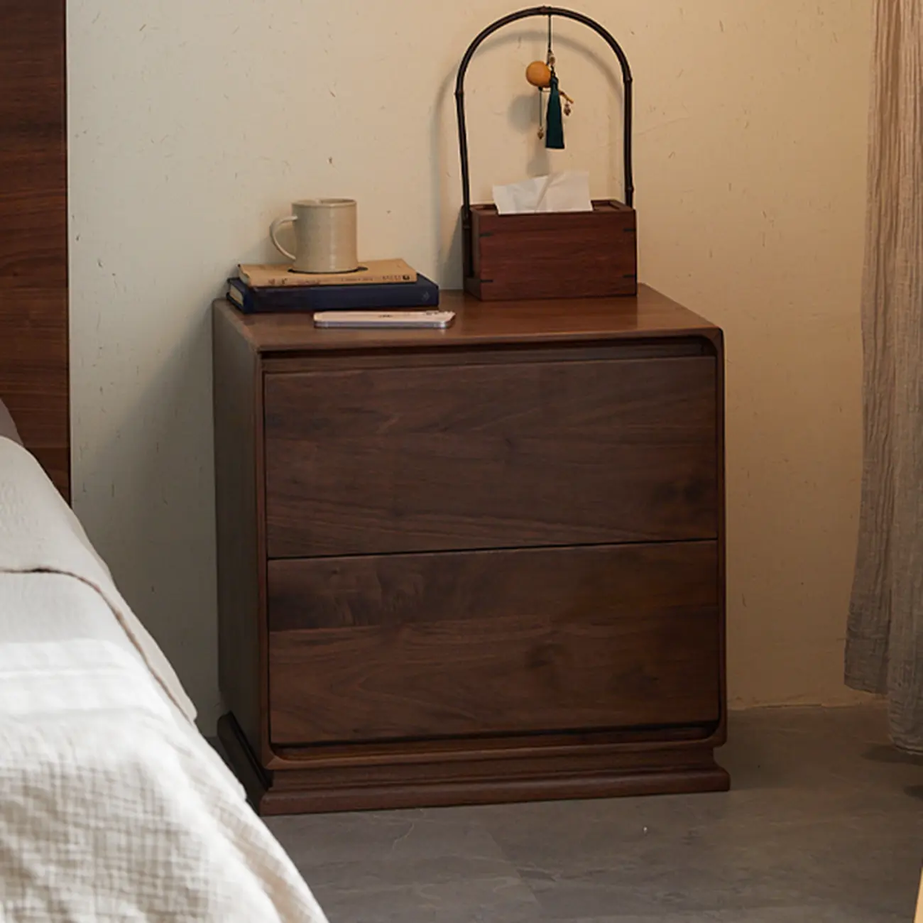 Compact Modern Wood Drawer Nightstand Image - 3 | homeyfad