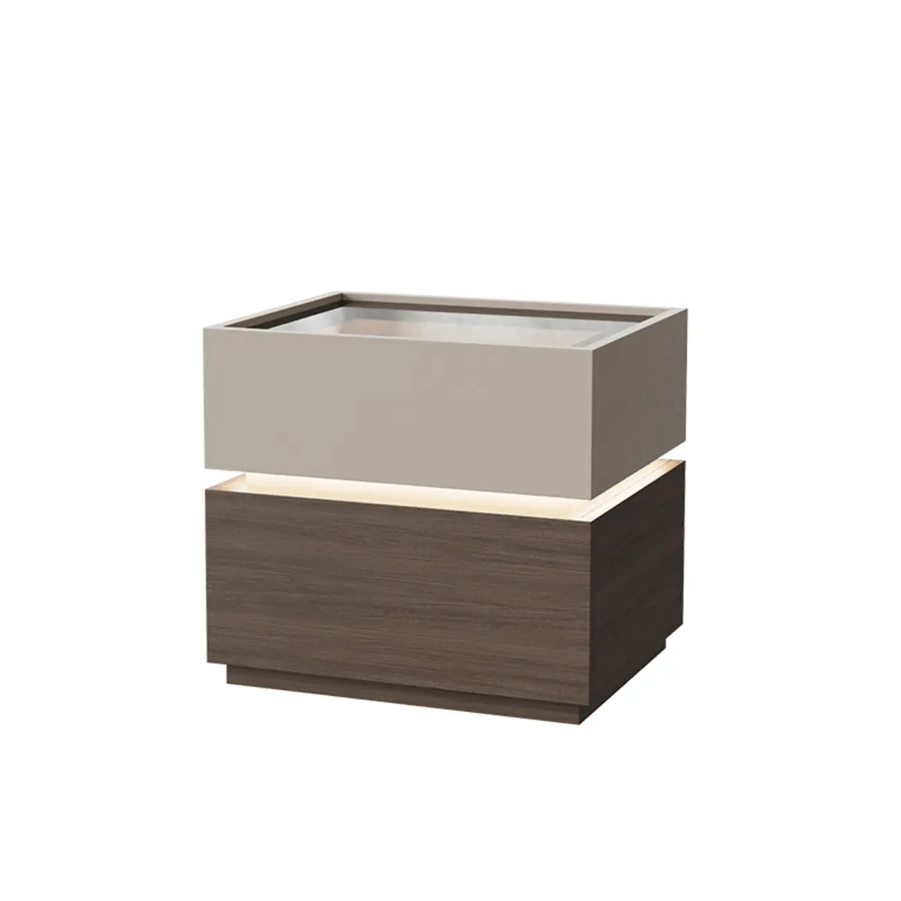 Illuminated Modern Wood Glass Nightstand Storage Image - 2 | homeyfad