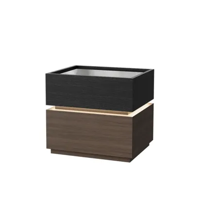 Illuminated Modern Wood Glass Nightstand Storage Image - 3