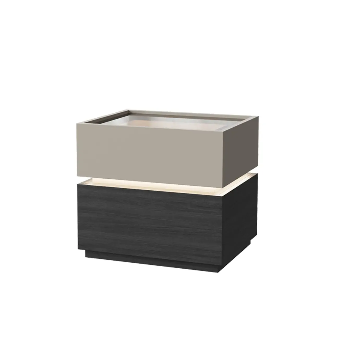 Illuminated Modern Wood Glass Nightstand Storage Image - 7