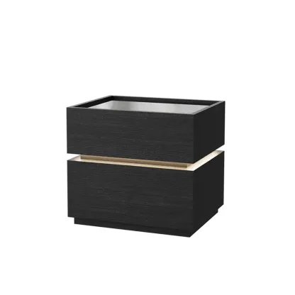Illuminated Modern Wood Glass Nightstand Storage Image - 9