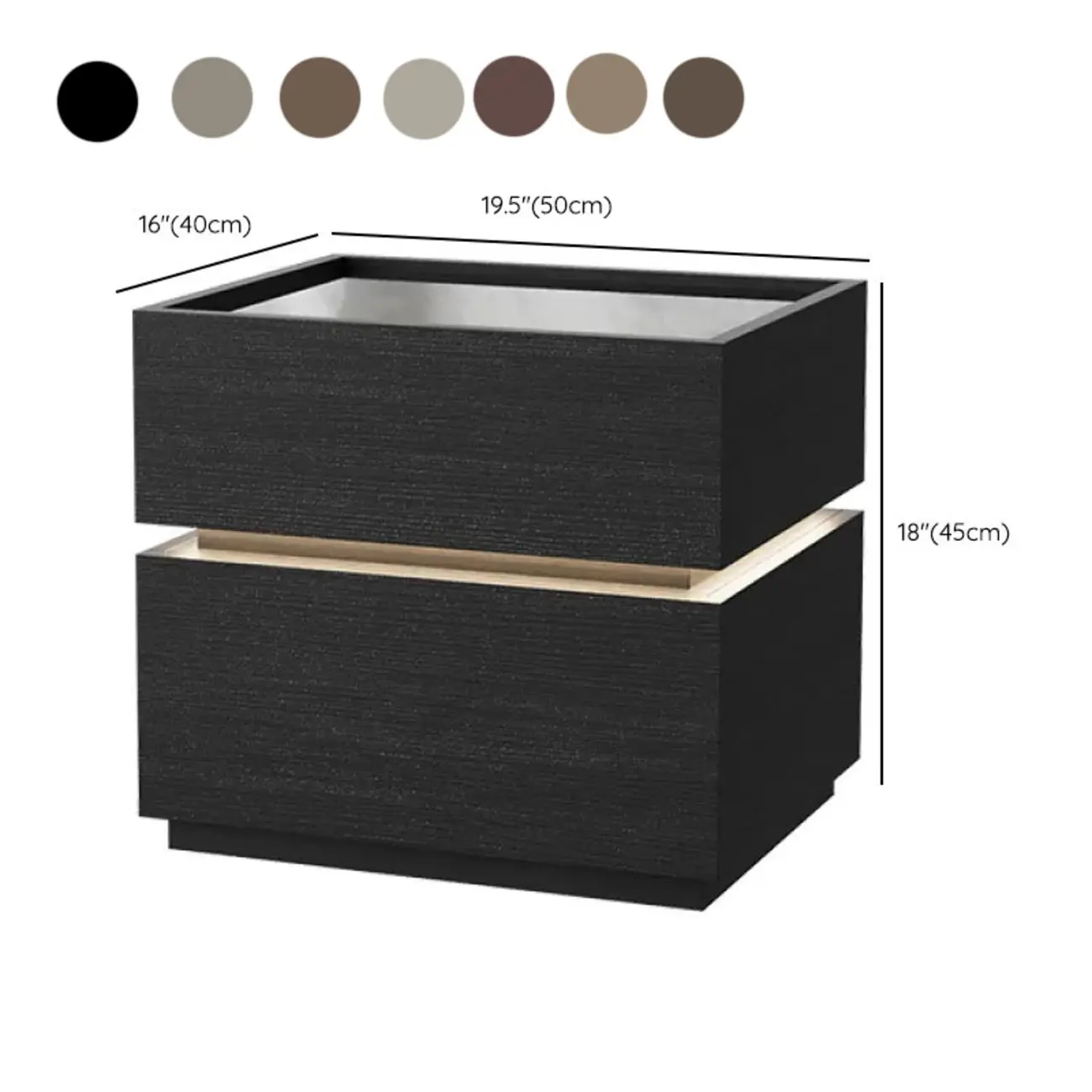 Illuminated Modern Wood Glass Nightstand Storage #size | homeyfad