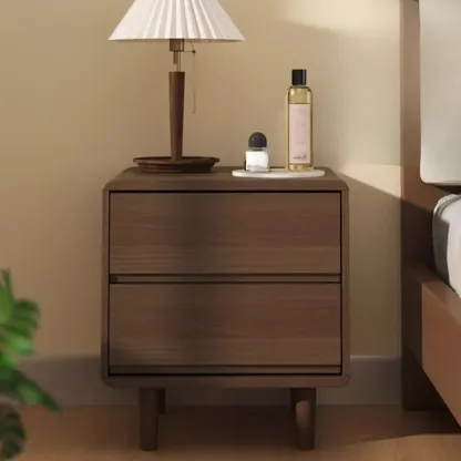Elegant Natural Finish Wood 2-drawer Nightstand with Legs Image - 1