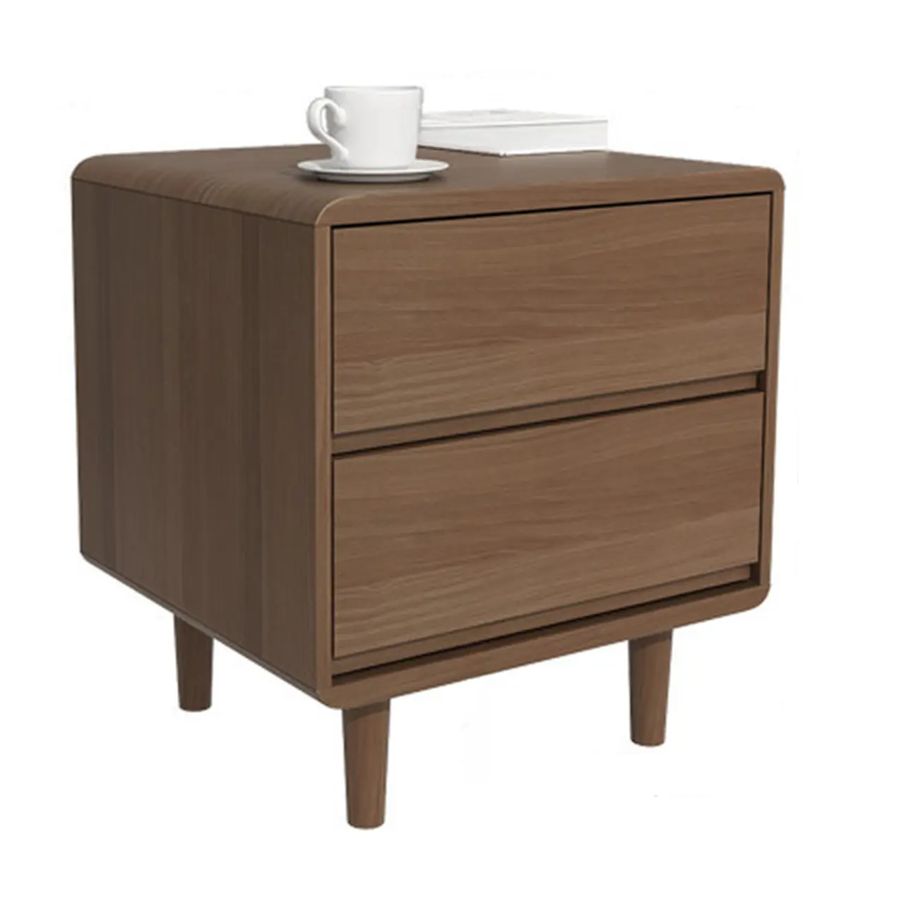 Elegant Natural Finish Wood 2-drawer Nightstand with Legs Image - 3 | homeyfad