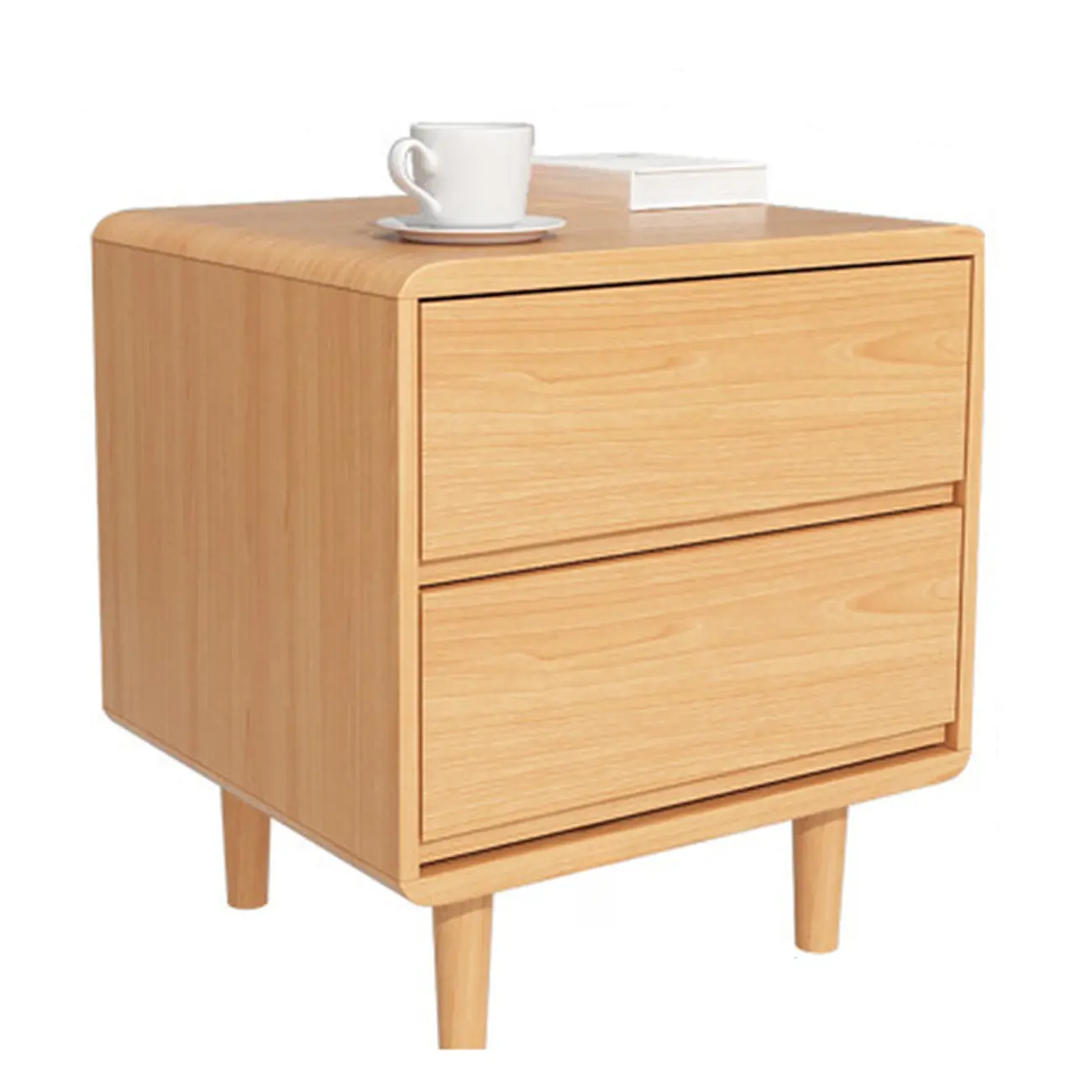 Elegant Natural Finish Wood 2-drawer Nightstand with Legs Image - 4 | homeyfad